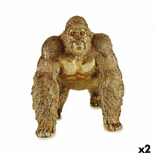 Decorative Figure Gorilla Golden 20 x 27,5 x 34 cm (2 Units) image 1