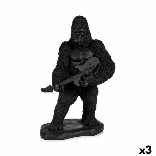 Decorative Figure Gorilla Guitar Black 17,5 x 38 x 27 cm (3 Units) image 1