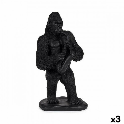 Decorative Figure Gorilla Saxophone Black 15 x 38,8 x 22 cm (3 Units) image 1
