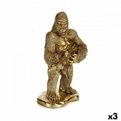 Gift Decor Dekoratīvās figūriņas Gorilla Ģitāra Bronza 16 x 39 x 27 cm (3 gb.) image 1