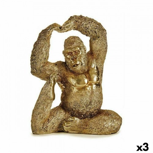 Gift Decor Декоративная фигура Yoga Горилла Позолоченный 14 x 30 x 25,5 cm (3 штук) image 1