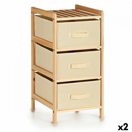 Chest of drawers Cream Wood Textile 36 x 66 x 34 cm (2 Units) image 1