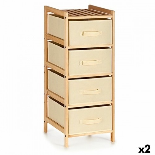 Chest of drawers Cream Wood Textile 34 x 84,5 x 36 cm (2 Units) image 1