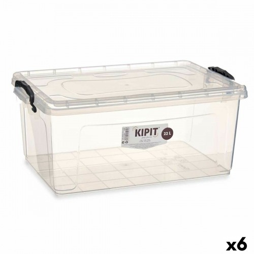 Kipit Контейнер для хранения с крышкой Прозрачный Пластик 22 L 32 x 20,5 x 50 cm (6 штук) image 1