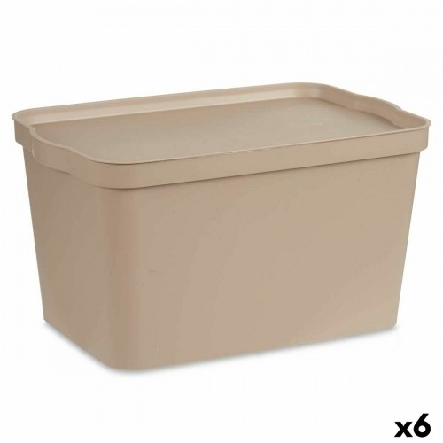 Storage Box with Lid Beige Plastic 24 L 29,3 x 24,5 x 45 cm (6 Units) image 1