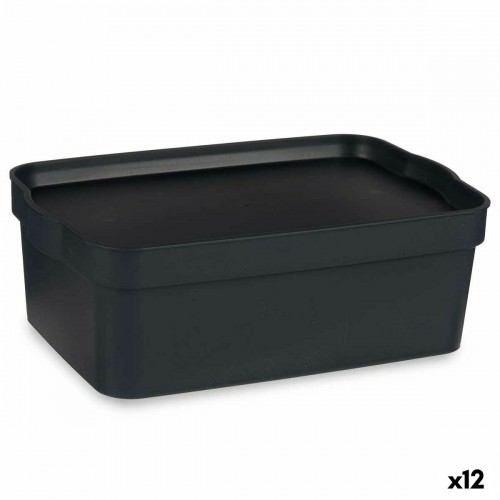 Storage Box with Lid Anthracite Plastic 6 L 21 x 11 x 32 cm (12 Units) image 1