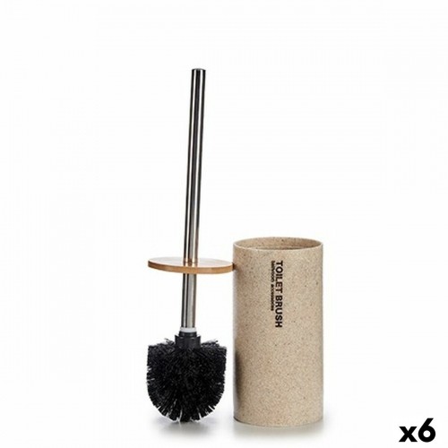 Toilet Brush Beige Silver Metal Resin Bamboo 9,6 x 37,5 x 9,6 cm (6 Units) image 1