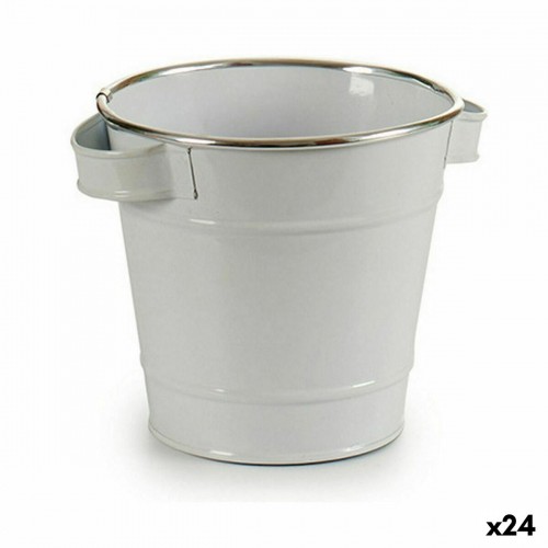 Planter Bucket White Silver Zinc 19,5 x 14,5 x 16,5 cm (24 Units) image 1