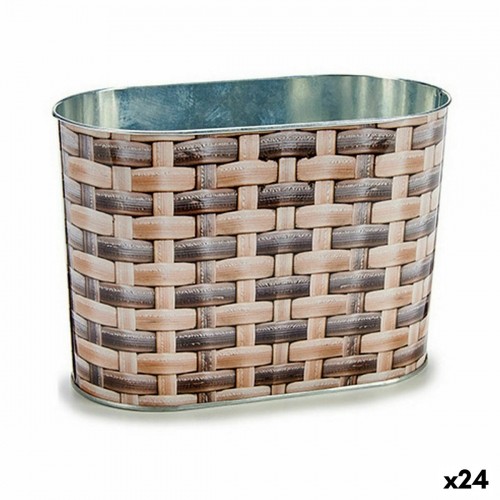 Planter Oval Metal wicker 12,7 x 15 x 23,5 cm (24 Units) image 1