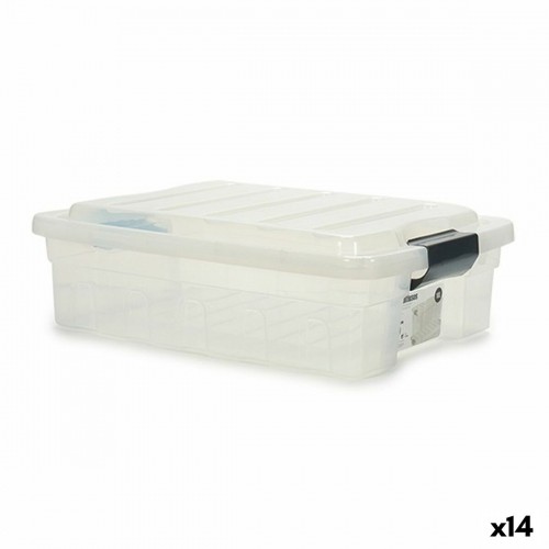 Bigbuy Home Uzglabāšanas Kaste ar Vāku Caurspīdīgs Plastmasa 35 x 14 x 47 cm (14 gb.) image 1