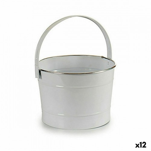 Planter Bucket White Silver Zinc 25 x 29,5 x 27 cm (12 Units) image 1