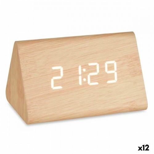 Table-top Digital Clock Brown PVC MDF Wood 11,7 x 7,5 x 8 cm (12 Units) image 1
