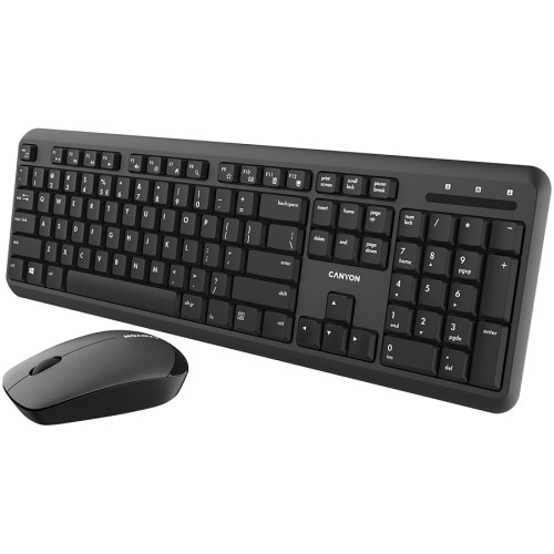 CANYON SET-W20, Wireless combo set,Wireless keyboard with Silent switches,104 keys, UK&US 2 in 1 layout,optical 3D Wireless mice 100DPI black image 1