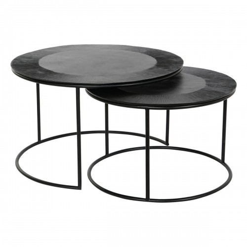 Set of 2 tables DKD Home Decor Black Metal Aluminium 76 x 76 x 44 cm image 1