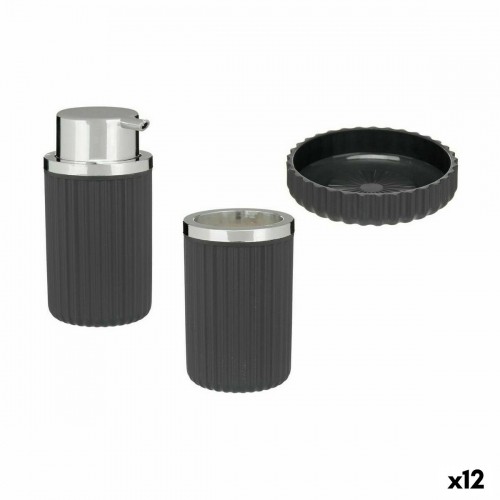 Bath Set Anthracite Plastic (12 Units) image 1