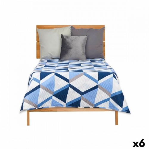 Reversible Bedspread 180 x 260 cm Blue White (6 Units) image 1