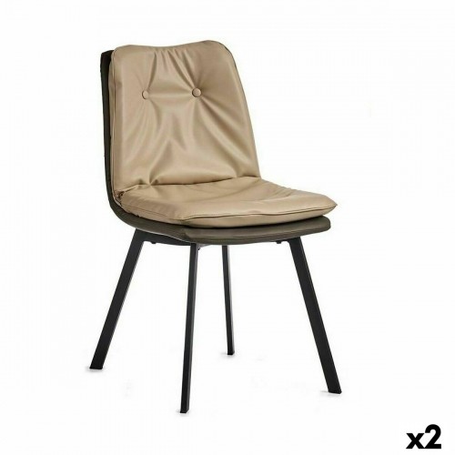 Gift Decor atzveltnes krēsls Pogu Melns Bēšs Pelēks Tērauds 62 x 85 x 47 cm (2 gb.) image 1