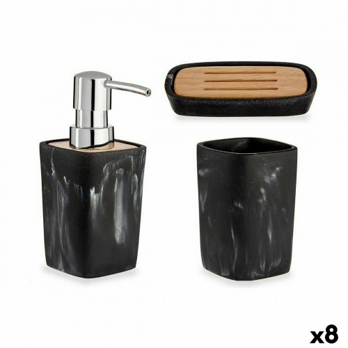 Bath Set Black Bamboo Plastic (8 Units) image 1