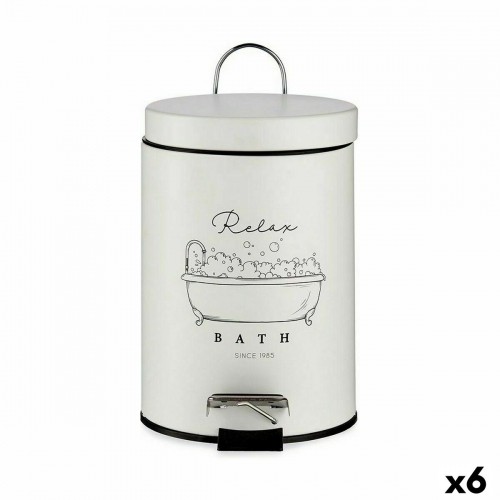 Pedal bin Relax Bath White Black Steel Plastic 3 L (6 Units) image 1