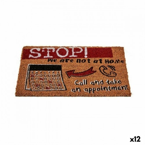 Gift Decor Kāju slaukāmais paklājs Stop Melns Sarkans Dabisks Kokosriekstu šķiedra 40 x 1,5 x 60 cm (12 gb.) image 1