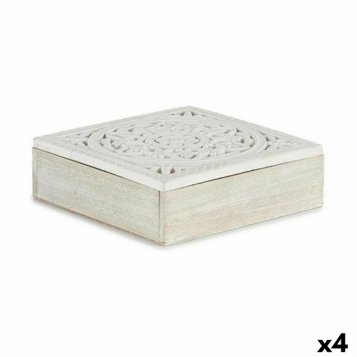 Decorative box White Wood 22 x 7,5 x 22 cm (4 Units) image 1