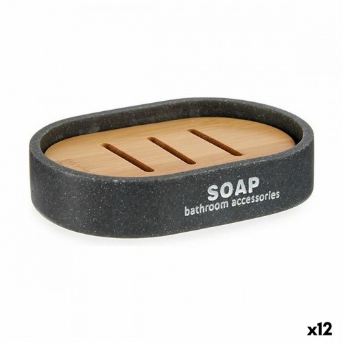 Soap dish Brown Grey Resin 8 x 2,5 x 12,5 cm (12 Units) image 1