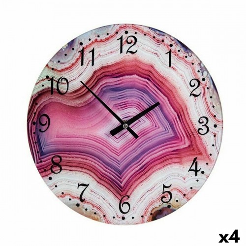 Wall Clock Marble Pink Crystal 30 x 4 x 30 cm (4 Units) image 1