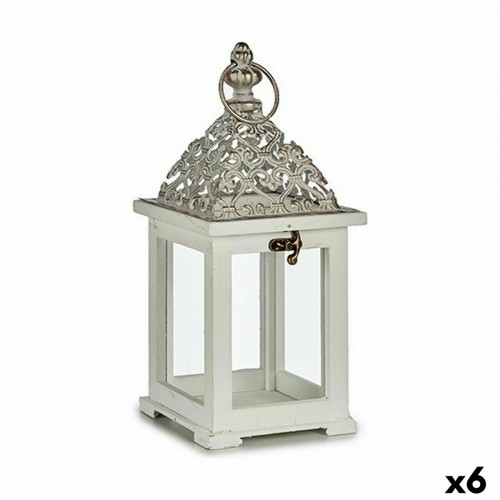 Gift Decor Фонарь Белый Серебристый Деревянный Металл 13 x 29 x 13 cm (6 штук) image 1