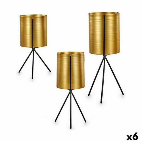 Set of Planters Black Golden Metal (6 Units) image 1