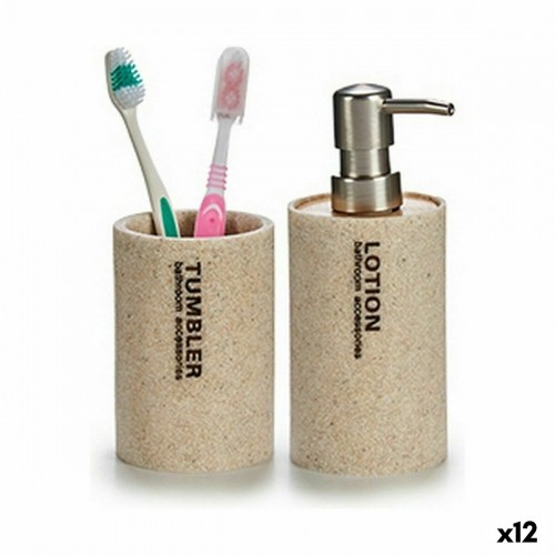 Soap Dispenser Beige Silver Resin 350 ml (12 Units) image 1