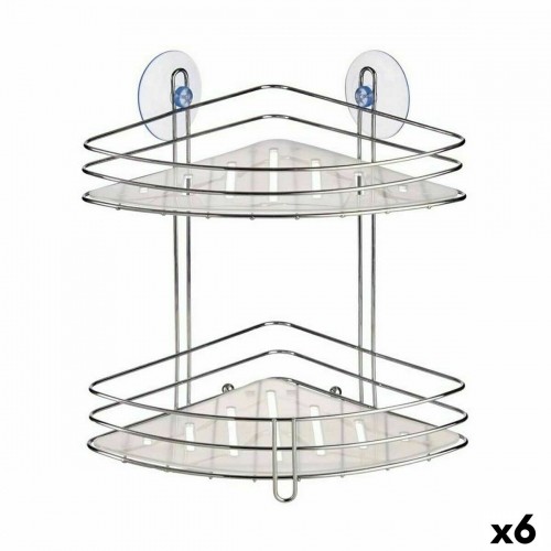 Corner Shelves For shower Transparent Chrome Plastic 26,9 x 26,5 x 19,8 cm (6 Units) image 1