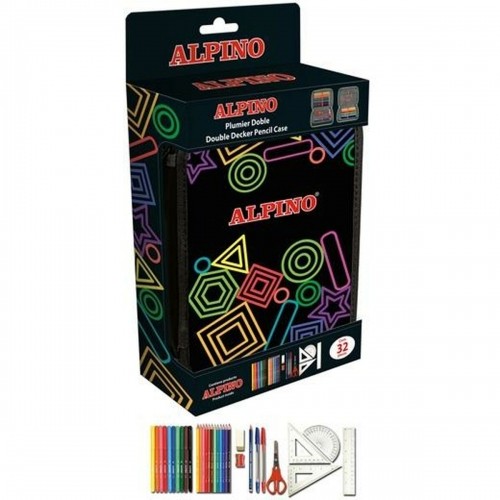 Double Pencil Case Alpino Multicolour (32 Pieces) image 1