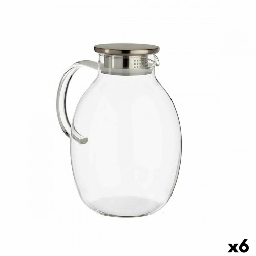 Jar with Lid and Dosage Dispenser Transparent Stainless steel 2,5 L (6 Units) image 1