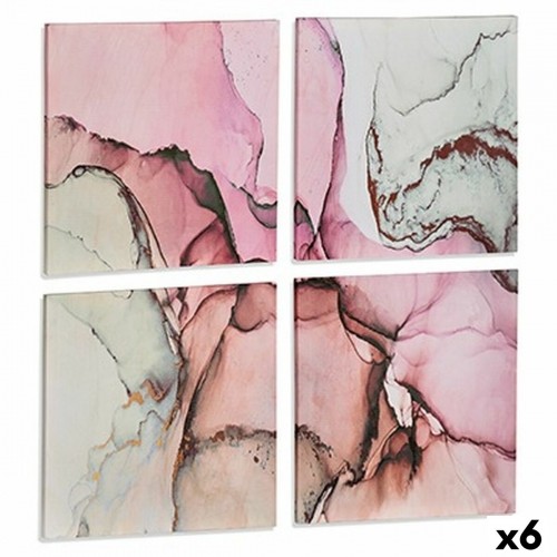 Set of 4 pictures Canvas Pink Marble 35 x 7 x 35 cm (6 Units) image 1