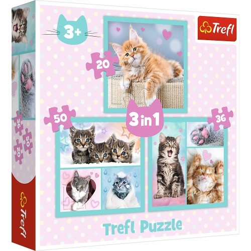 Trefl Puzzles TREFL Pužļu komplekts 3in1 kaķēni image 1