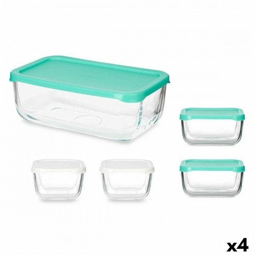 Set of lunch boxes Snow Box Rectangular White Turquoise (4 Units) image 1