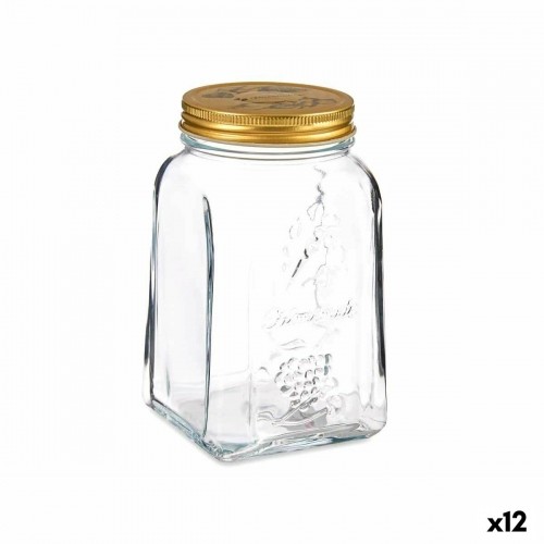 Jar Homemade Transparent Golden Metal Glass 1 L 9,8 x 17 x 9,8 cm (12 Units) image 1