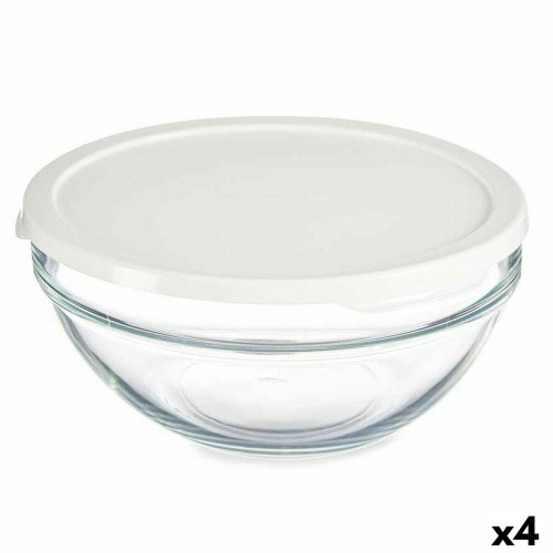 Round Lunch Box with Lid Chefs White 1,7 L 21 x 9 x 21 cm (4 Units) image 1