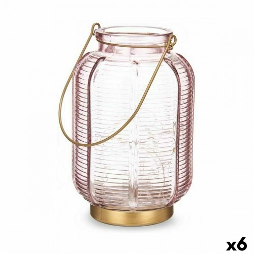 Gift Decor Светодиодный фонарь Лучи Розовый Позолоченный Cтекло 13,5 x 22 x 13,5 cm (6 штук) image 1
