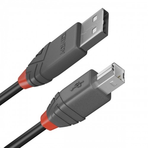 USB A to USB B Cable LINDY 36677 10 m Black Grey image 1