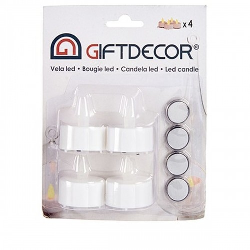 Candle Set LED White 4 x 4 x 3,7 cm (12 Units) image 1