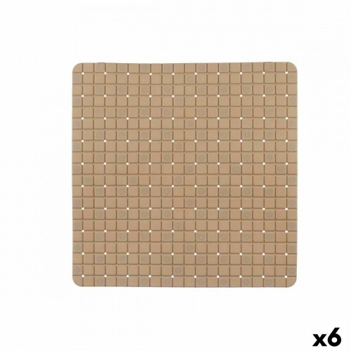 Non-slip Shower Mat Frames Beige PVC 50,3 x 50,3 x 0,7 cm (6 Units) image 1