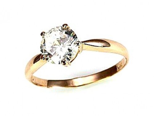 Золотое кольцо #1100010(Au-R)_CZ, Красное Золото 585°, Цирконы, Размер: 16, 1.5 гр. image 1
