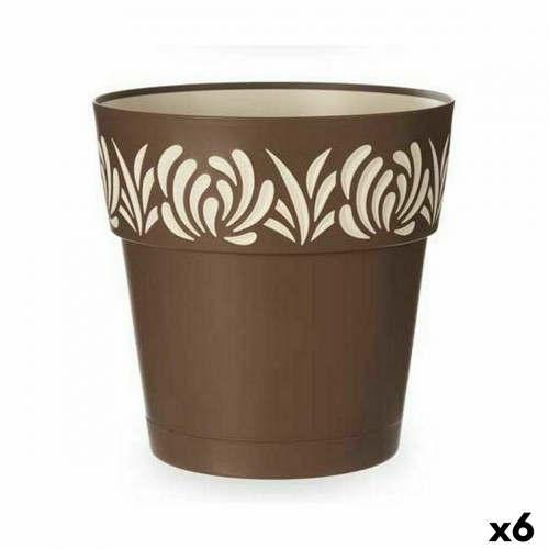 Self-watering flowerpot Stefanplast Gaia Brown Plastic 29 x 29 x 29 cm (6 Units) image 1