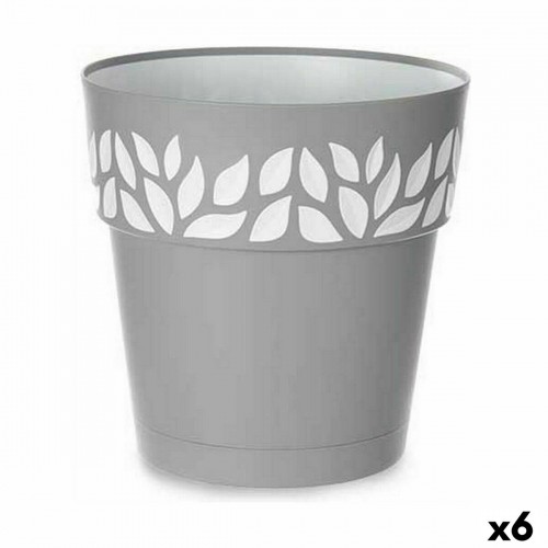 Self-watering flowerpot Stefanplast Cloe Grey Plastic 29 x 29 x 29 cm (6 Units) image 1