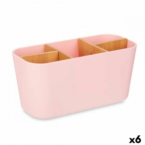 Toothbrush Holder Pink Bamboo polypropylene 21 x 10 x 9 cm (6 Units) image 1