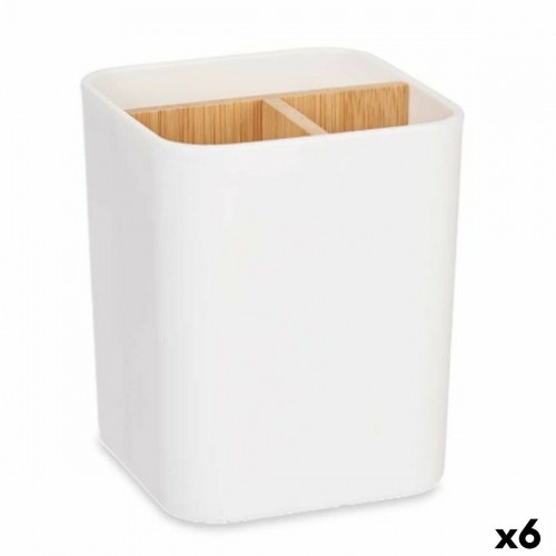Toothbrush Holder White Bamboo polypropylene 9 x 11 x 9 cm (6 Units) image 1