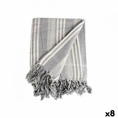 Multipurpose throw Stripes 235 x 205 cm White Grey (8 Units) image 1