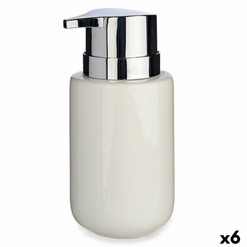 Soap Dispenser White Silver Metal Ceramic 300 ml (6 Units) image 1