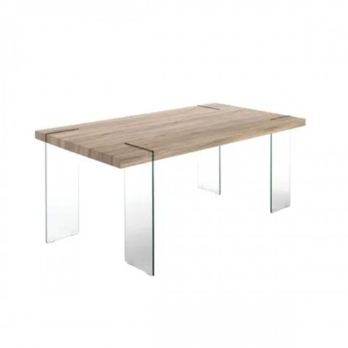 Dining Table DKD Home Decor Transparent Light brown Crystal Walnut MDF Wood 180 x 90 x 76 cm image 1